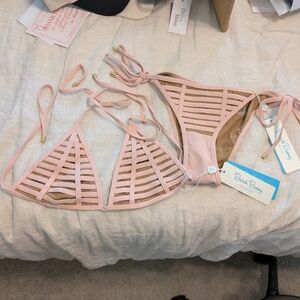 Beach Bunny Hard Summer Pink Blush Triangle Bikini Set XXL Top XL NEW Skimpy